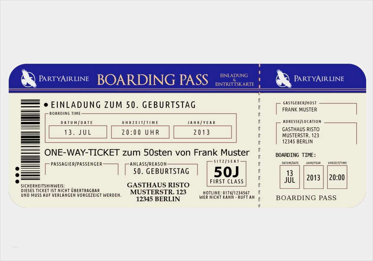 Geburtstagseinladung Boarding Pass Vorlage Wunderbar „boarding Pass“ Flugticket Einladungskarten – Meine