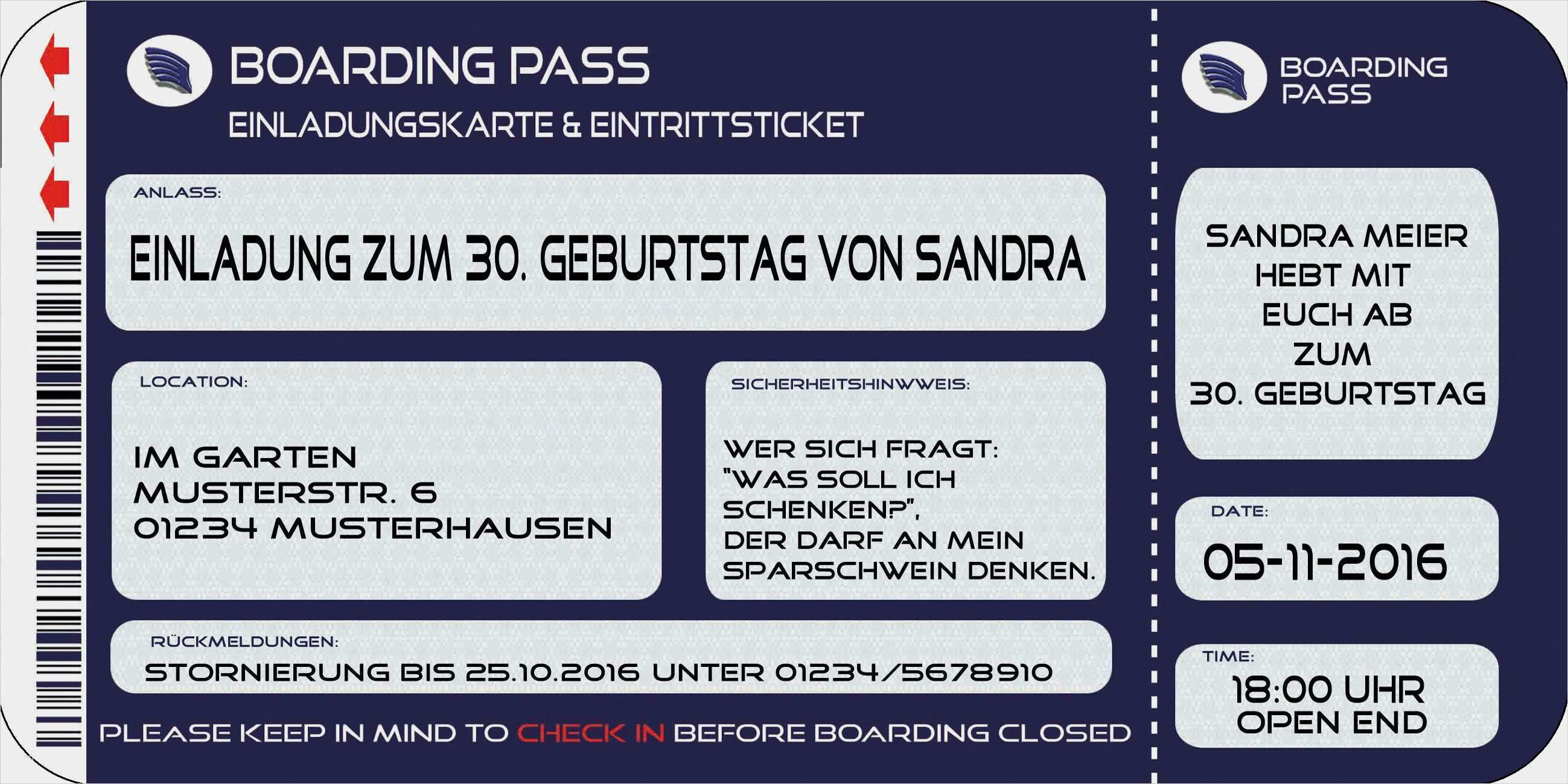 Geburtstagseinladung Boarding Pass Vorlage Wunderbar Einladungen Geburtstag Vorlagen Kostenlos Downloaden