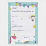 Geburtstagseinladung Einhorn Vorlage Beste 6 Einladungskarten Kindergeburtstag Einhorn Party Einladungen