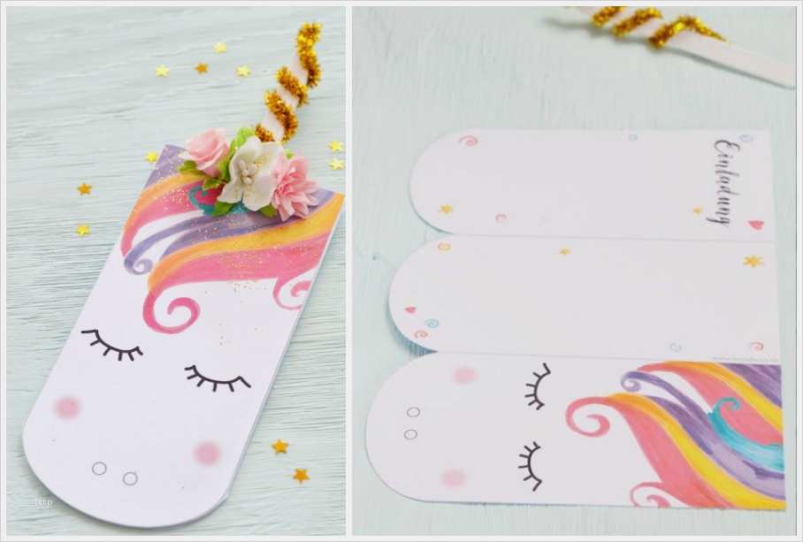 Geburtstagseinladung Einhorn Vorlage Fabelhaft Geburtstagseinladungen Basteln 7 Diy Einladungskarten Für