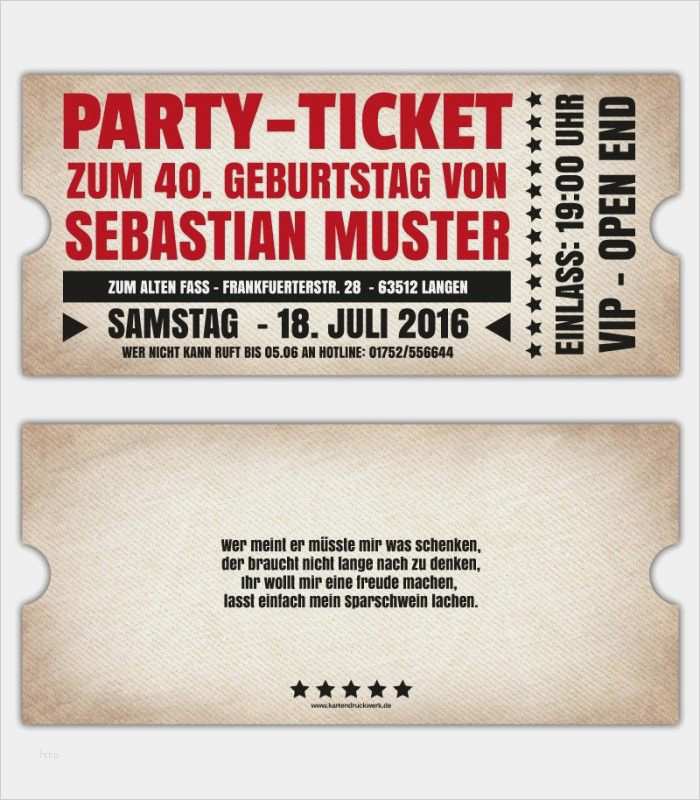 Geburtstagseinladung Ticket Vorlage Best Of Vintage Einadungskarten Party Einladung Ticket