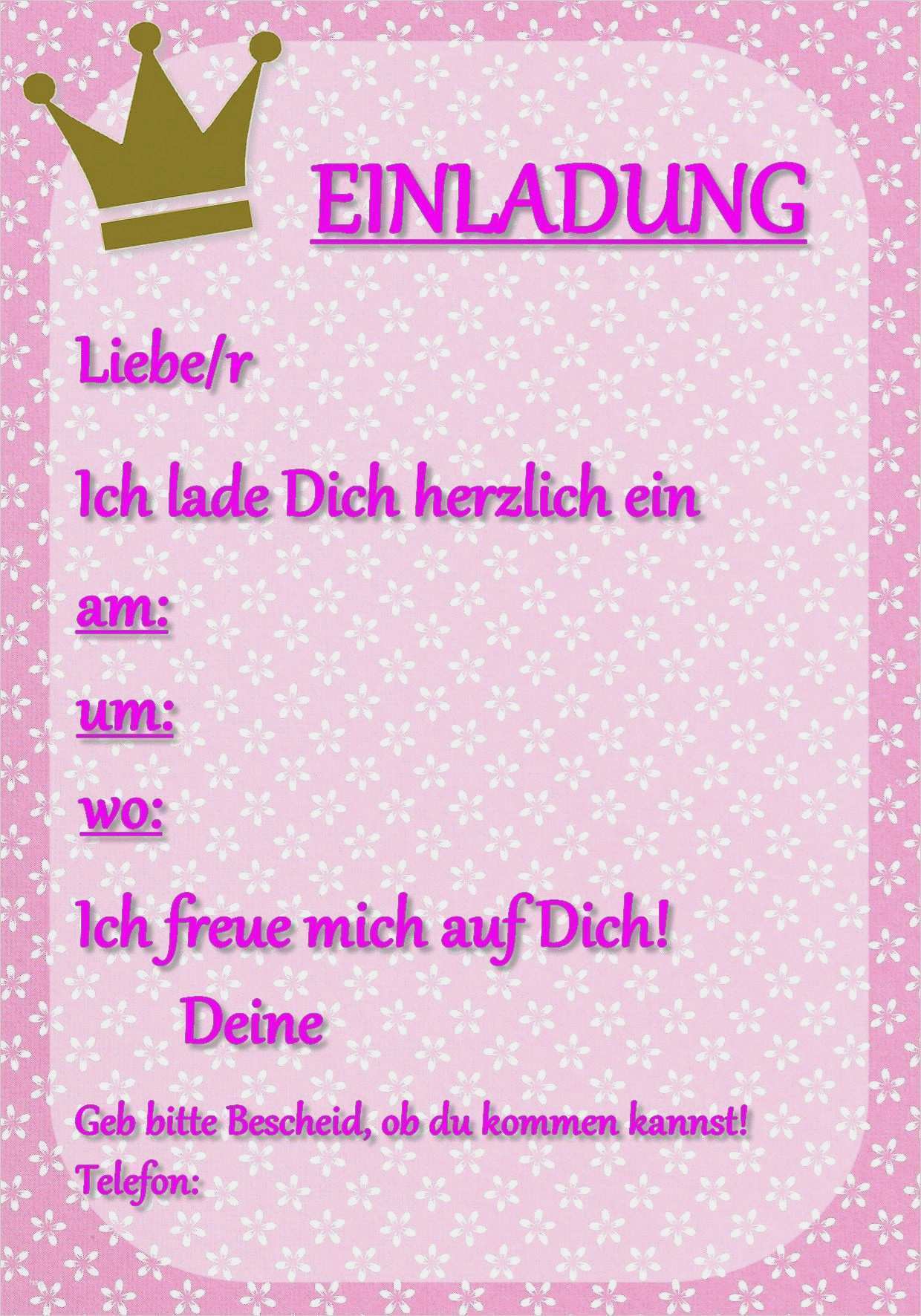 Geburtstagseinladung Vorlage Zum Ausdrucken Kostenlos Wunderbar