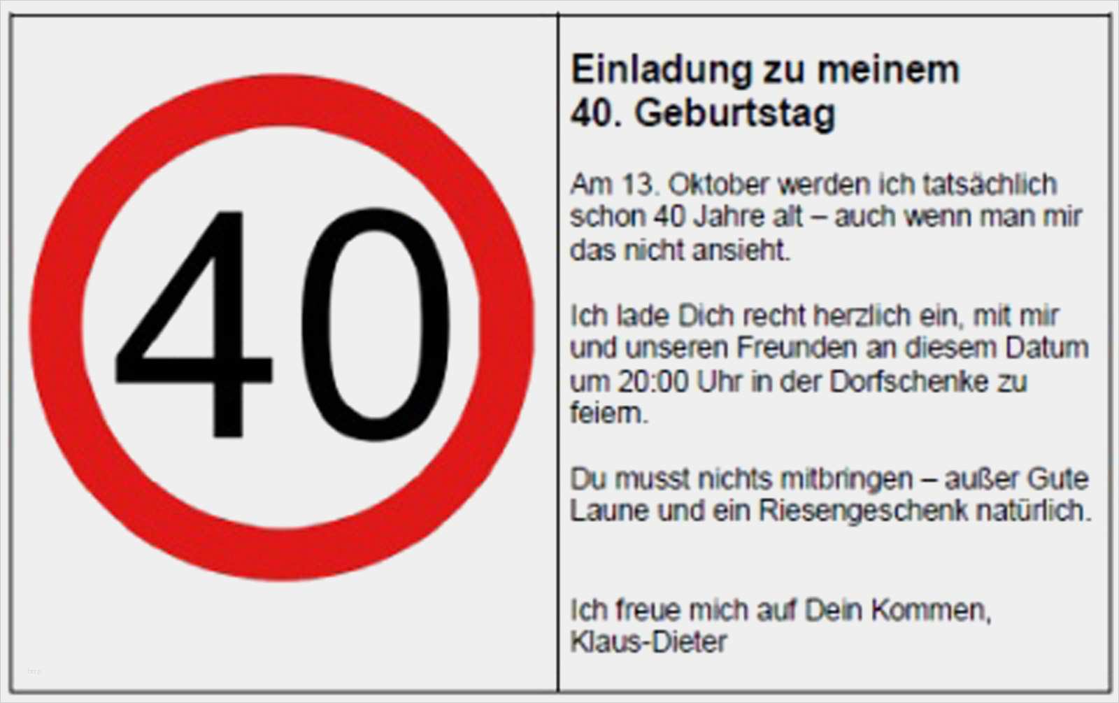 Geburtstagseinladungen 40 Geburtstag Vorlagen Erstaunlich Einladung Zum 40 Geburtstag