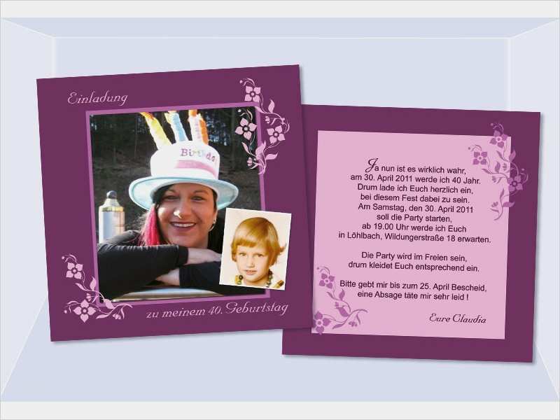 Geburtstagseinladungen 40 Geburtstag Vorlagen Süß Einladung 35 Geburtstag Flachkarte 12 5x12 5 Cm Beere