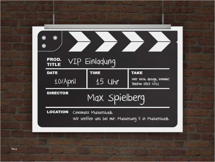 Geburtstagseinladungen Selber Machen Vorlagen Kostenlos Erstaunlich Drucke Selbst originelle Einladungskarte Kinogeburtstag