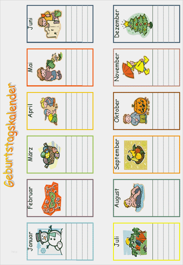Geburtstagskalender Schule Vorlage Einzigartig Geburtstagskalender Zug Google Suche …