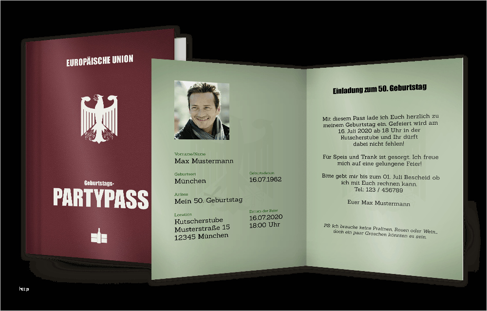 Geburtstagskarte Einladung Vorlage Gut Geburtstagseinladung Als Reisepass