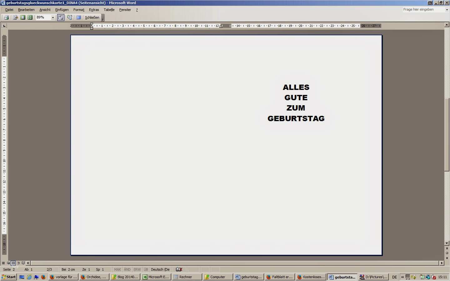 Geburtstagskarte Vorlage Powerpoint Cool Petra Liest Wordvorlage Für Geburtstagskarte Zum Download