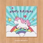 Geburtstagskarte Vorlage Powerpoint Gut Blaue Geburtstagskarte Vorlage Mit Einem Einhorn