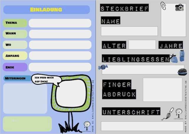 Geburtstagsparty Einladungen Vorlagen Gratis Großartig Emilia Und Detektive Einladung Geburtstagsparty