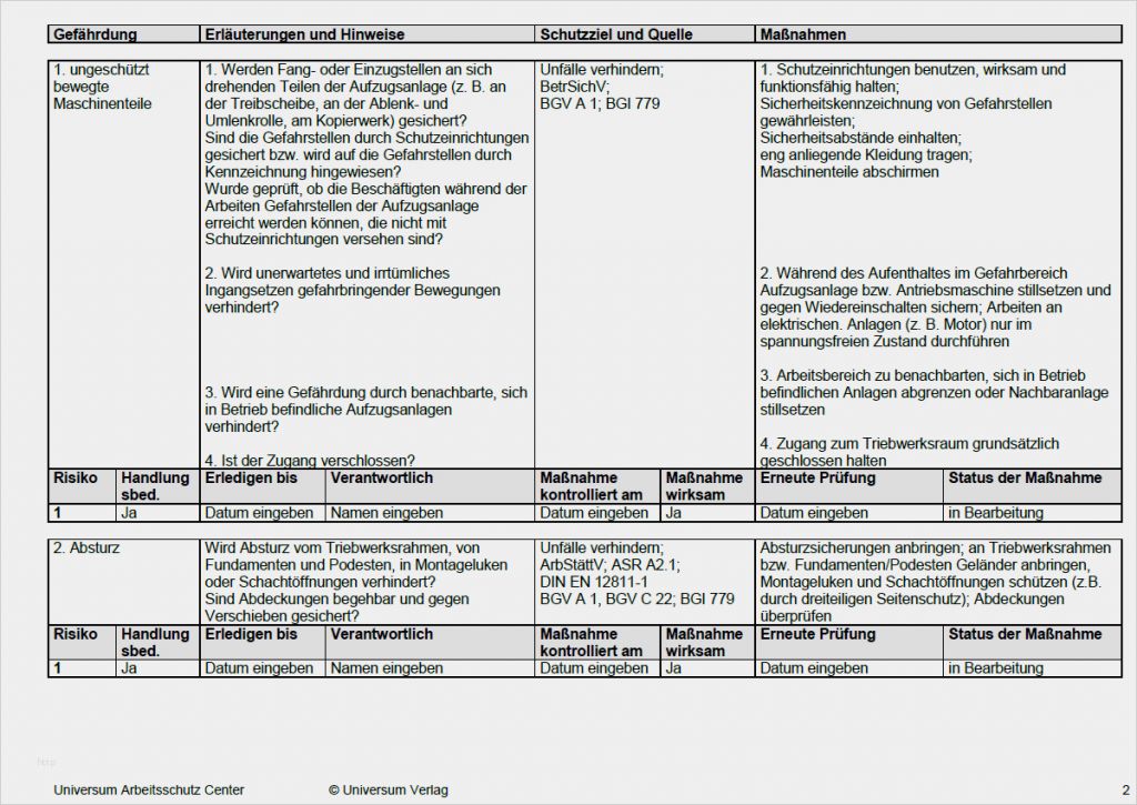 Gefährdungsbeurteilung Aufzug Vorlage Schön Gefährdungsbeurteilung Arbeiten Im Triebwerksraum