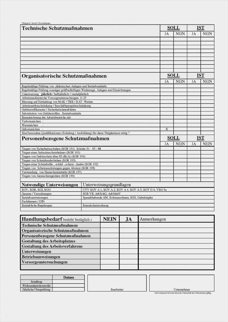 Gefährdungsbeurteilung Brandschutz Vorlage Großartig Bild Muster Gefährdungsbeurteilung Maßnahmen