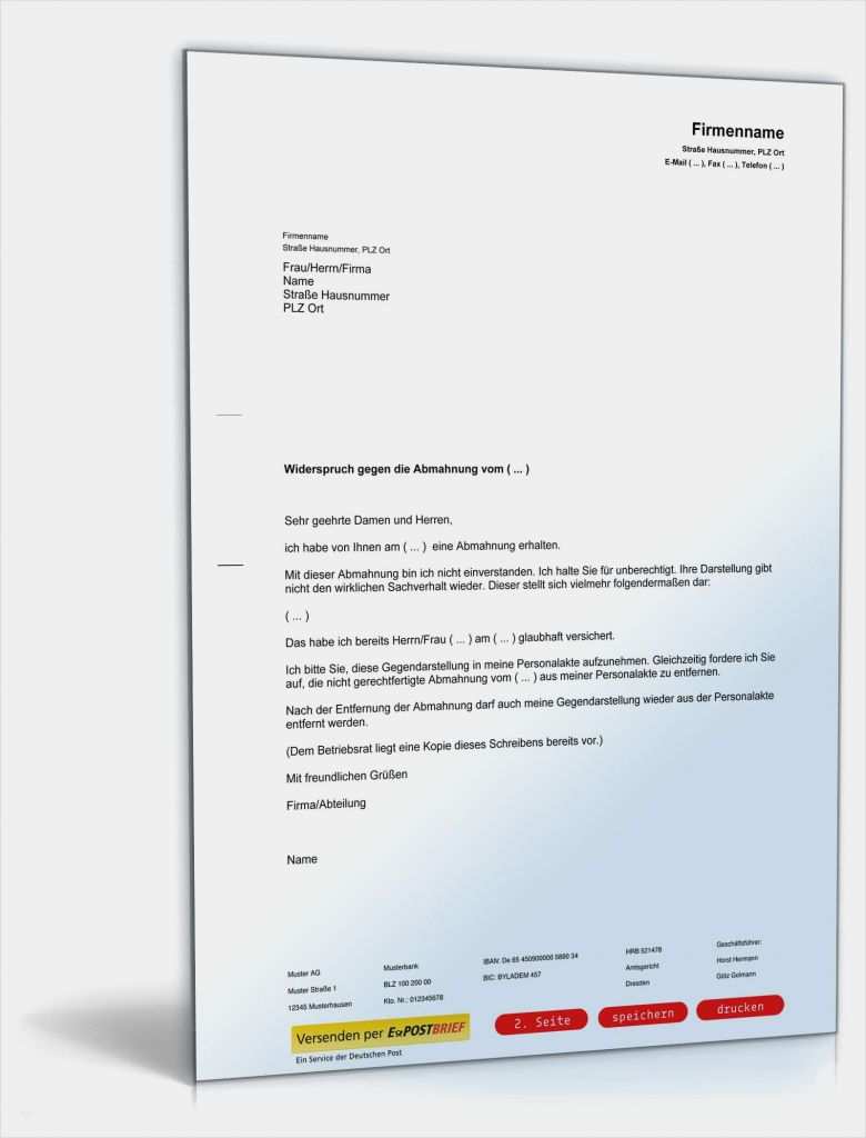 Gegendarstellung Muster Vorlage Zum Download Fabelhaft Gegendarstellung Abmahnung