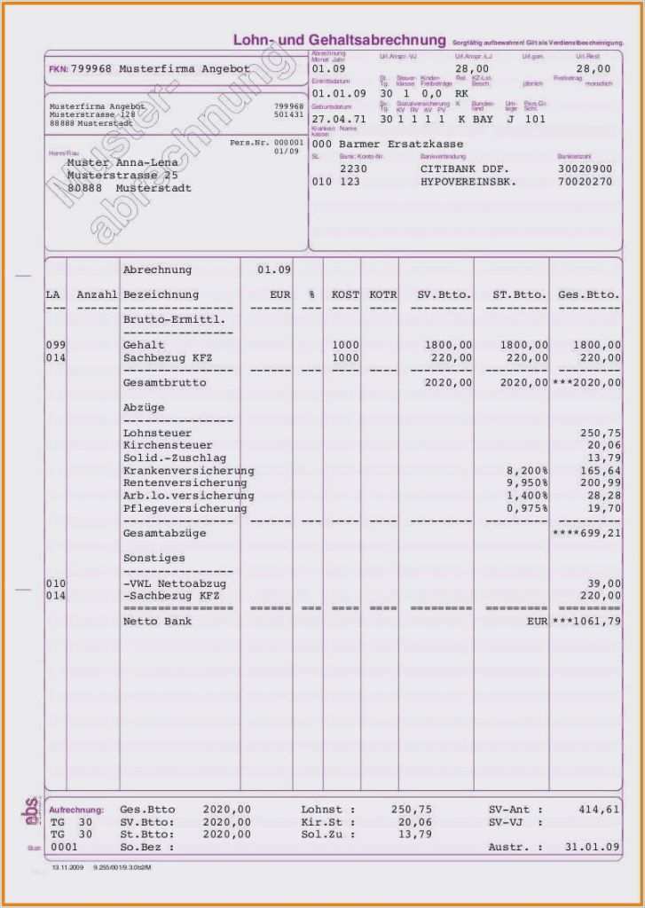 Gehaltsabrechnung Vorlage Word Einzigartig Lohnabrechnung Muster