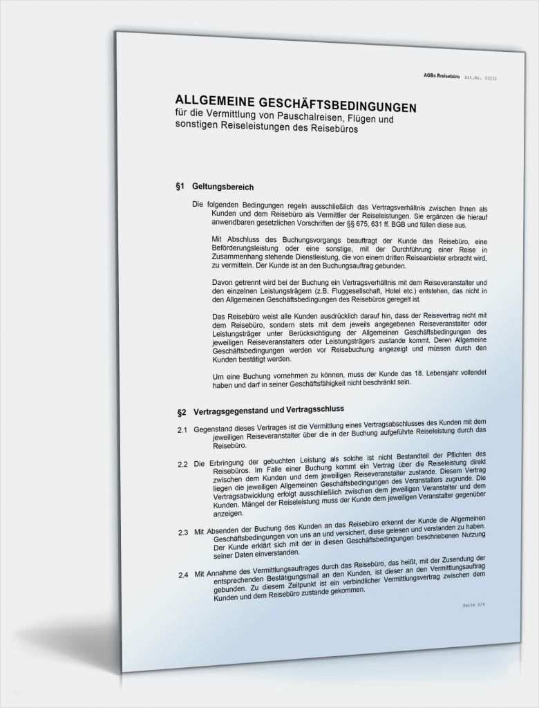 Gesetzliche Agb Vorlage Gut Agb Reisebüro