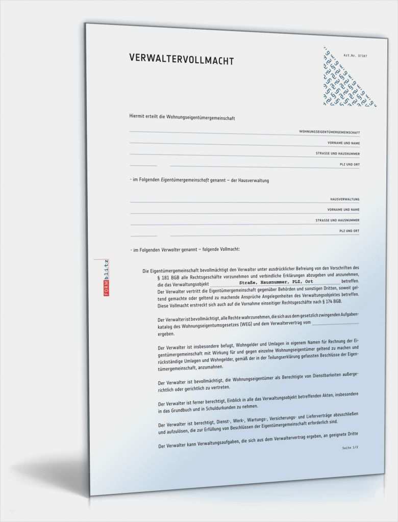 Gesundheitsvollmacht Vorlage Bewundernswert Verwaltervollmacht Wohnungseigentümergemeinschaft
