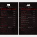 Getränkekarte Vorlage Pdf Einzigartig Disco Lounge Bar Cocktails Getränkekarte