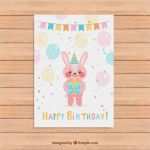 Glückwunschkarte Vorlage Fabelhaft Glückwunschkarte Vorlage Mit Rosa Kaninchen