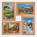 Gobelin Stickbilder Vorlagen Wunderbar 4 Jahreszeiten Gobelins Mit Holz­rahmen