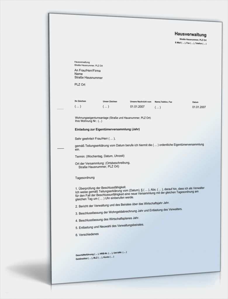 Gratis Vorlage Einladung Wunderbar Einladung Eigentümerversammlung