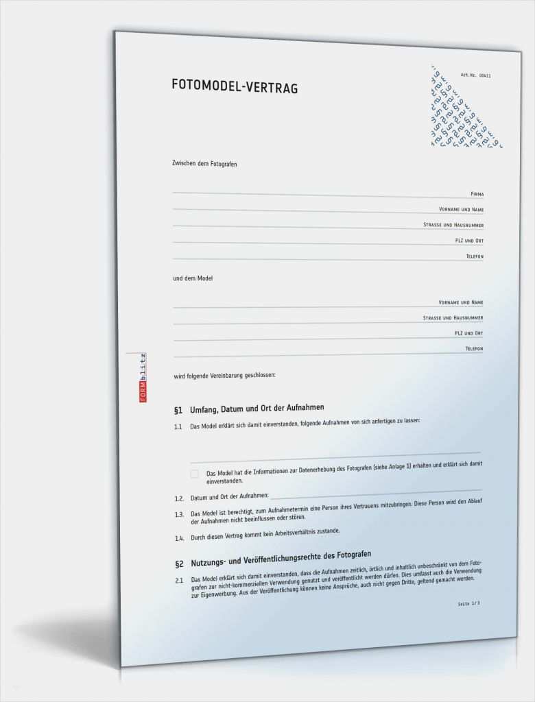 Gu Vertrag Vorlage Wunderbar Fotomodel Vertrag Rechtssicheres Muster Zum Download