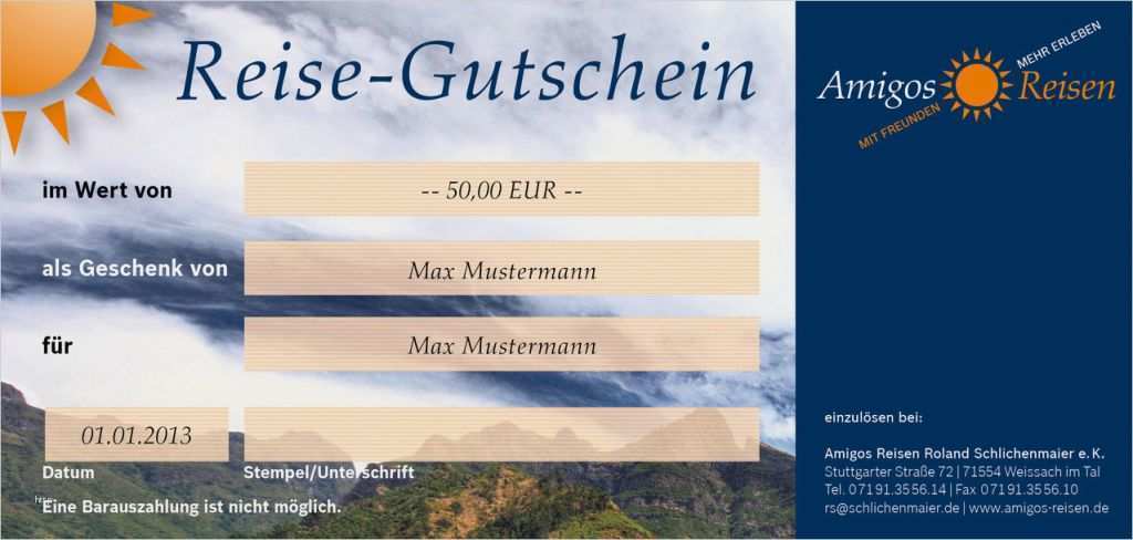 Gutschein Ballonfahrt Vorlage Elegant Verschenken Sie Einen Reise Gutschein Amigos Reisen