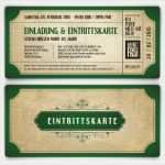 Gutschein Eintrittskarte Vorlage Erstaunlich Vintage Einladungen Als Ticket Mit Abriss In Grün Mit