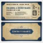 Gutschein Eintrittskarte Vorlage Gut Vintage Einladungen Als Ticket In Blau Selbst Gestalten