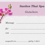 Gutschein Thai Massage Vorlage Elegant Gutscheine Von Sasiton Thai Spa