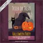 Halloween Plakat Vorlage Einzigartig Halloween Party Plakat Mit Einer Katze Und Einem Kürbis