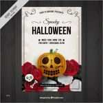 Halloween Plakat Vorlage Inspiration Vintage Halloween Plakat Mit Einem Kürbis Und Rosen