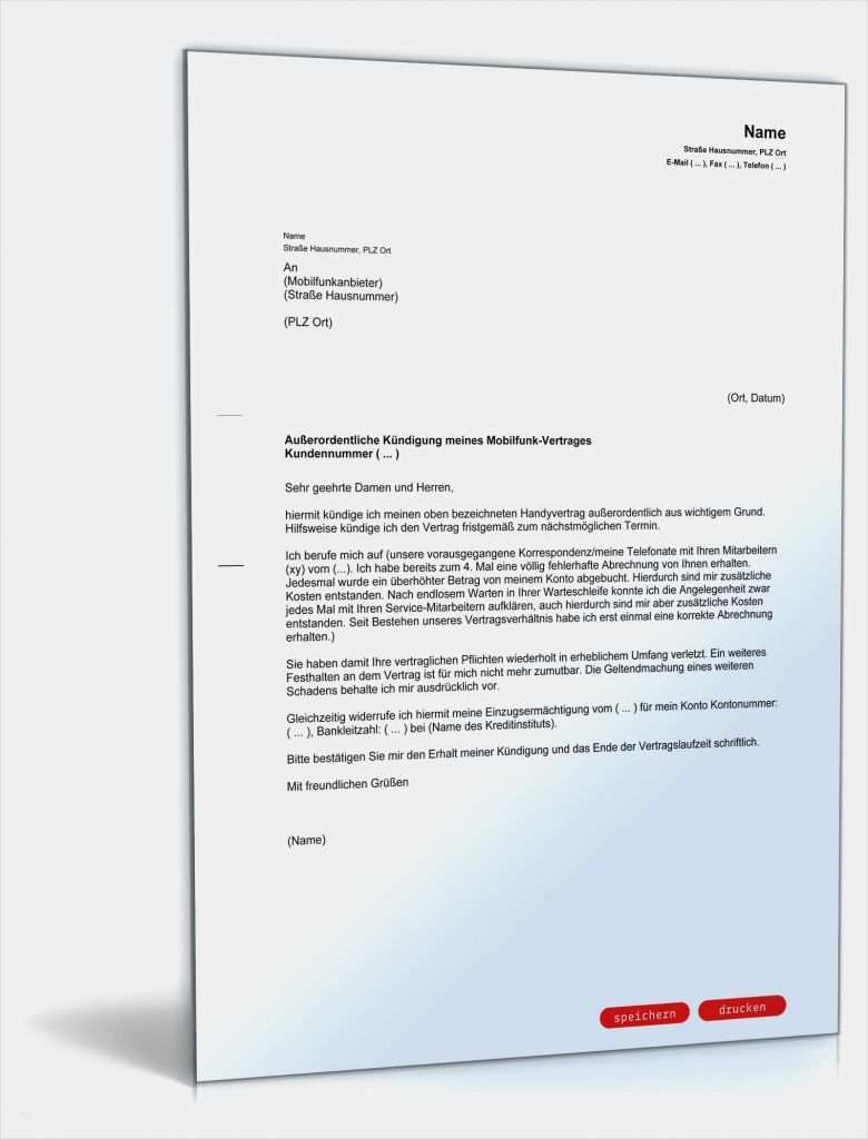 Handyvertrag Kündigen Vorlage Kostenlos Wunderbar 1&amp;1 Handyvertrag Kündigen Einzigartig Kündigungsschreiben