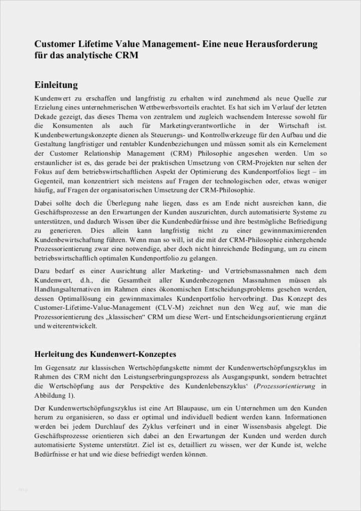 Hausarbeit Einleitung Vorlage Bewundernswert Customer Lifetime Value Management