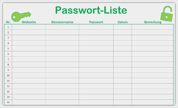 Hausrat Liste Vorlage Luxus Vorlage Passwort Liste Kennwort Liste