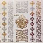 Henna Fuß Vorlage Angenehm Tattoo Einmal Flash Klebe Temporary Gold Silber 9teile