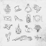 Hochzeit Symbole Vorlagen Beste Hochzeit Symbole — Stockvektor