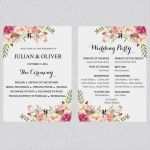 Hochzeitskarte Vorlage Word Süß Druckbare Boho Programm Vorlage Hochzeitskarte Blumen
