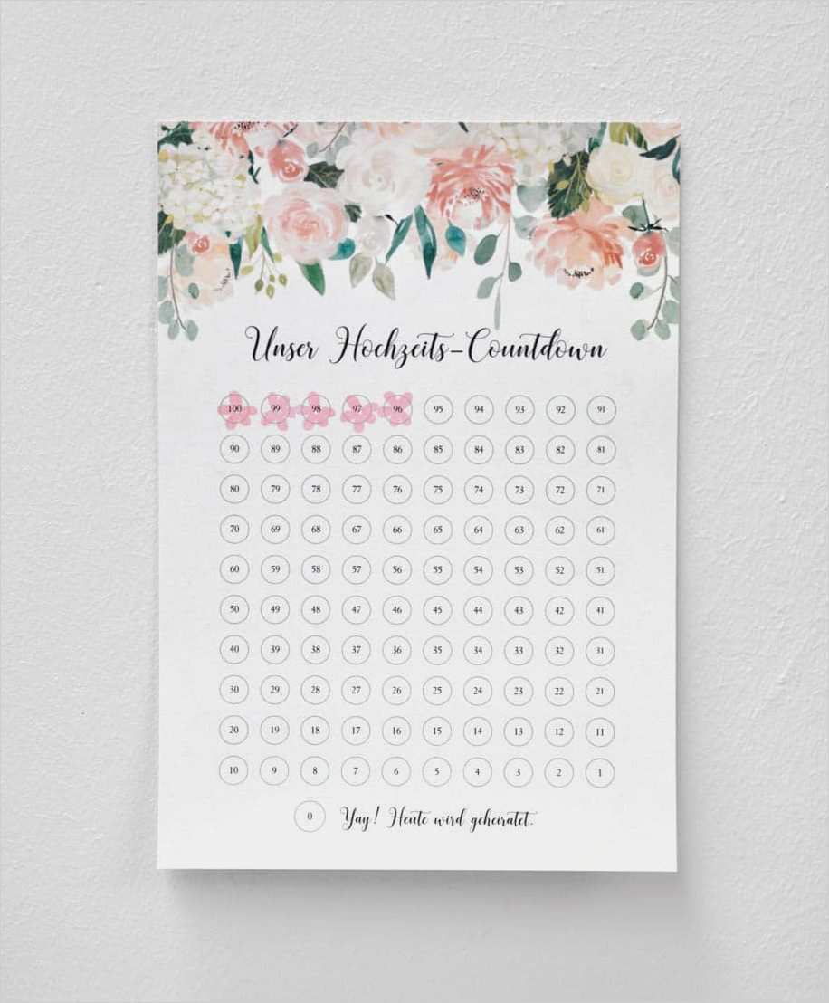 Hochzeitsordner Vorlage Gut Countdown Hochzeit Noch 100 Tage – Dann Wird Geheiratet