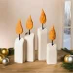 Holzdeko Weihnachten Vorlagen Süß 4er Dekokerze Advent Weihnachten Holzkerze Tischdeko
