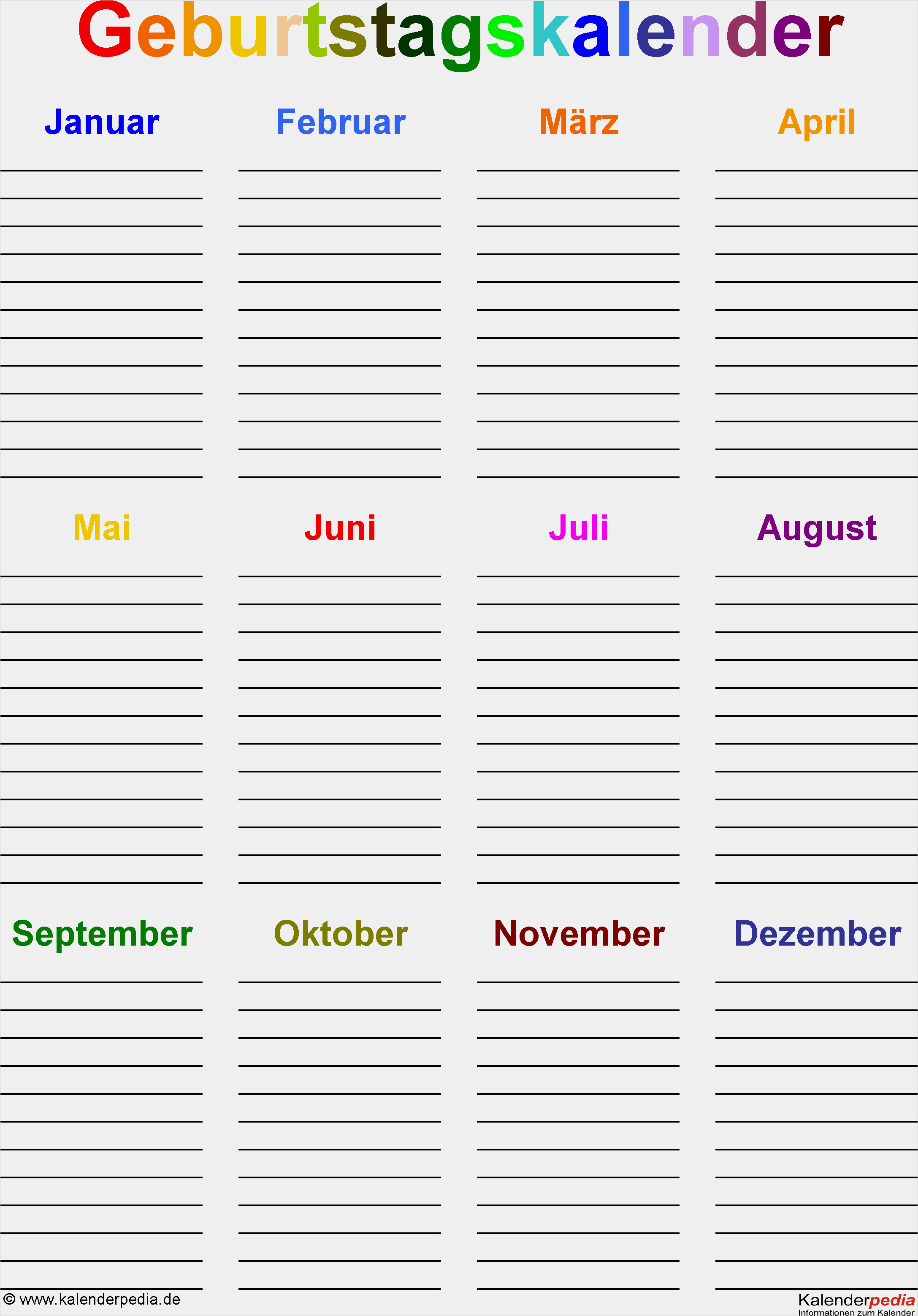 Html Tabelle Vorlage Süß Geburtstagskalender In Excel Zum Ausdrucken 8 Varianten