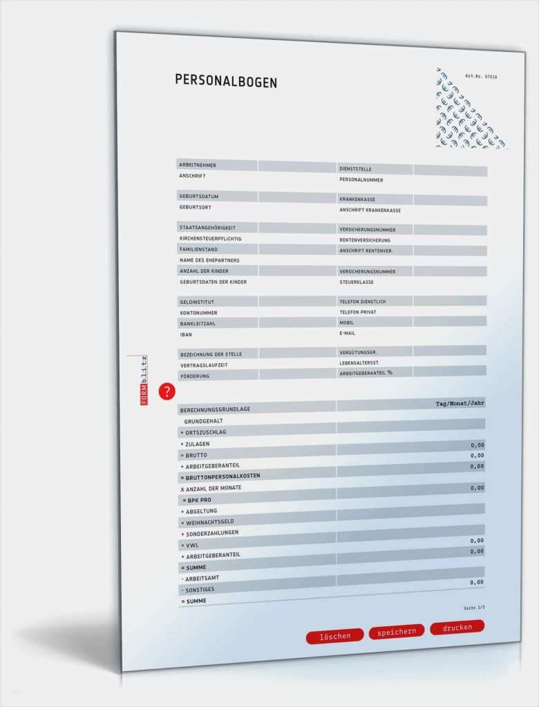 Html Vorlagen Download Angenehm Personalbogen formular Zum Download