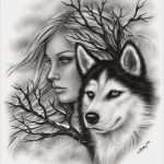 Husky Tattoo Vorlagen Elegant Winter Seelen Husky Hund Wolf Geister Kunstdruck Emo Fantasy