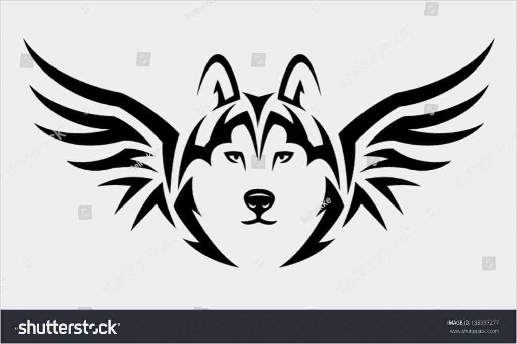 Husky Tattoo Vorlagen Gut Flying Husky Dog Tribal Tattoo Illustration Stock Vector
