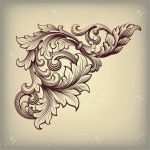 Illusionsmalerei Vorlagen Inspiration Leafy Scroll Flourish