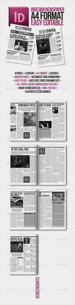 Indesign Vorlagen Katalog Einzigartig Indesign Modern Newspaper Magazine Template A4