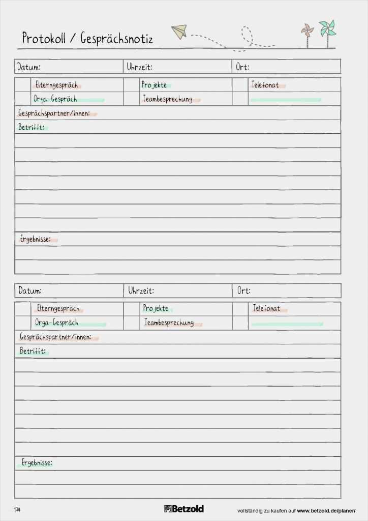 Institutionsanalyse Kita Vorlage Best Of Protokoll Gesprächsnotiz Praktische Vorlage Zum
