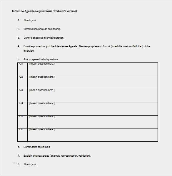 Interview Agenda Template