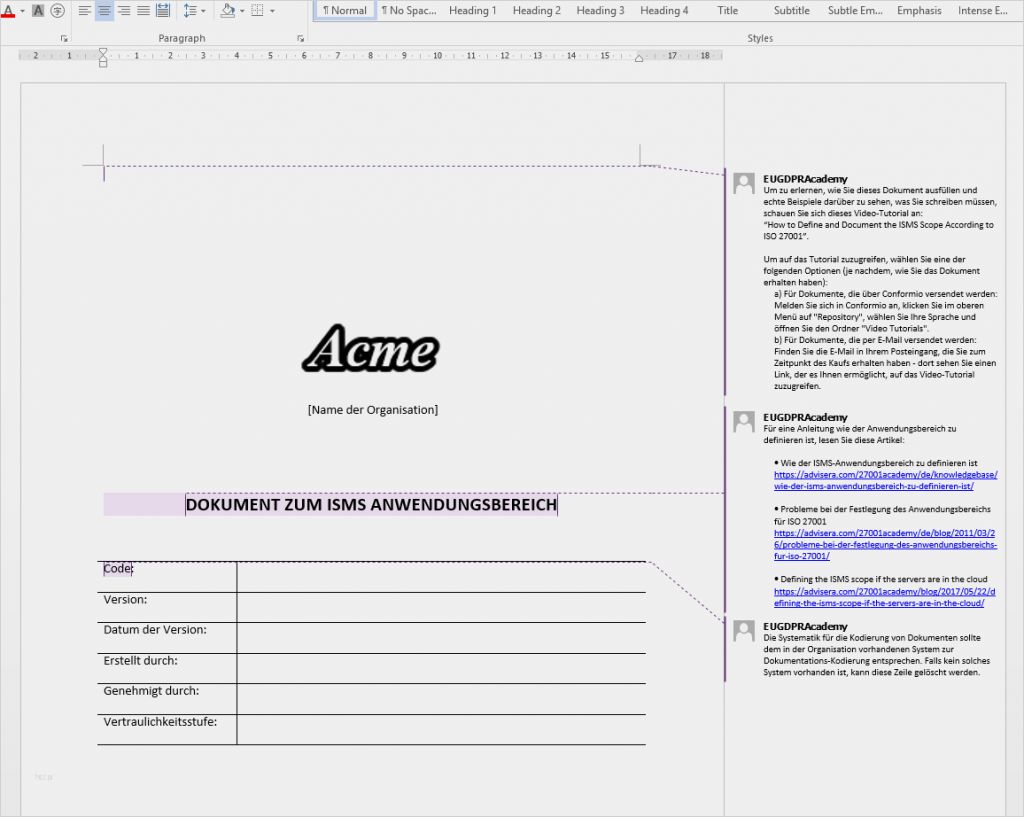 Iso 27001 Vorlagen Neu Eu Dsgvo & iso Integriertes Dokumentations toolkit