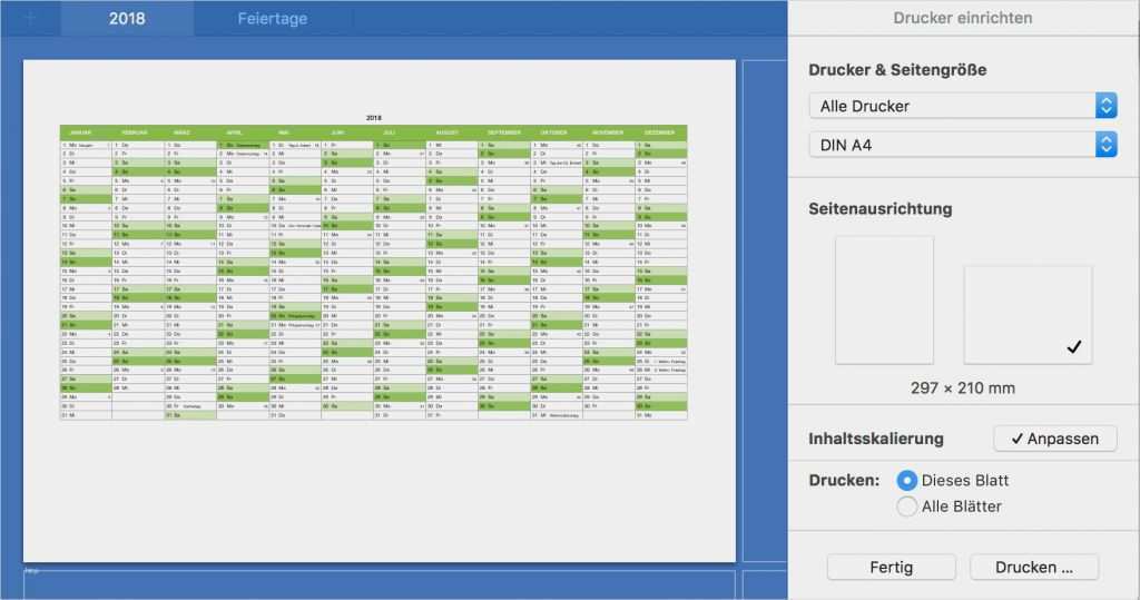 Kalender 2018 Vorlage Fabelhaft Numbers Vorlage Kalender 2018 Ganzjahr