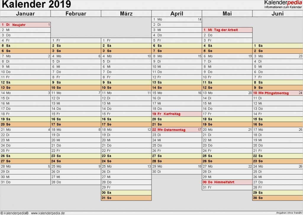 Kalender 2019 Excel Vorlage Fabelhaft Kalender 2019 Zum Ausdrucken In Excel 16 Vorlagen